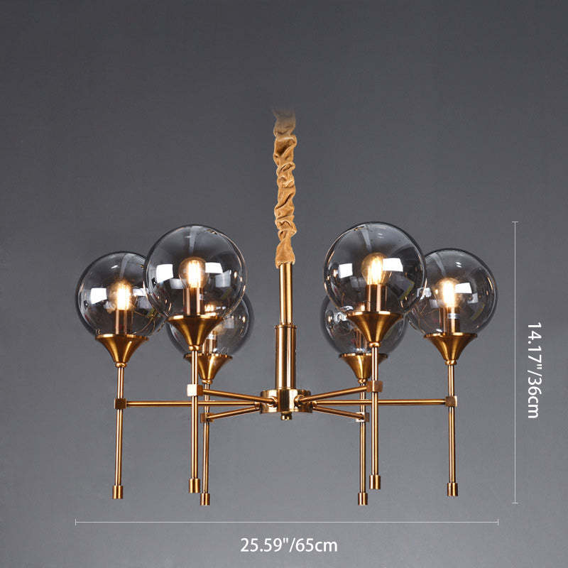 Transitional Sphere Glass Iron Chandelier — 8 Lights / 220V-240V For UK/AU