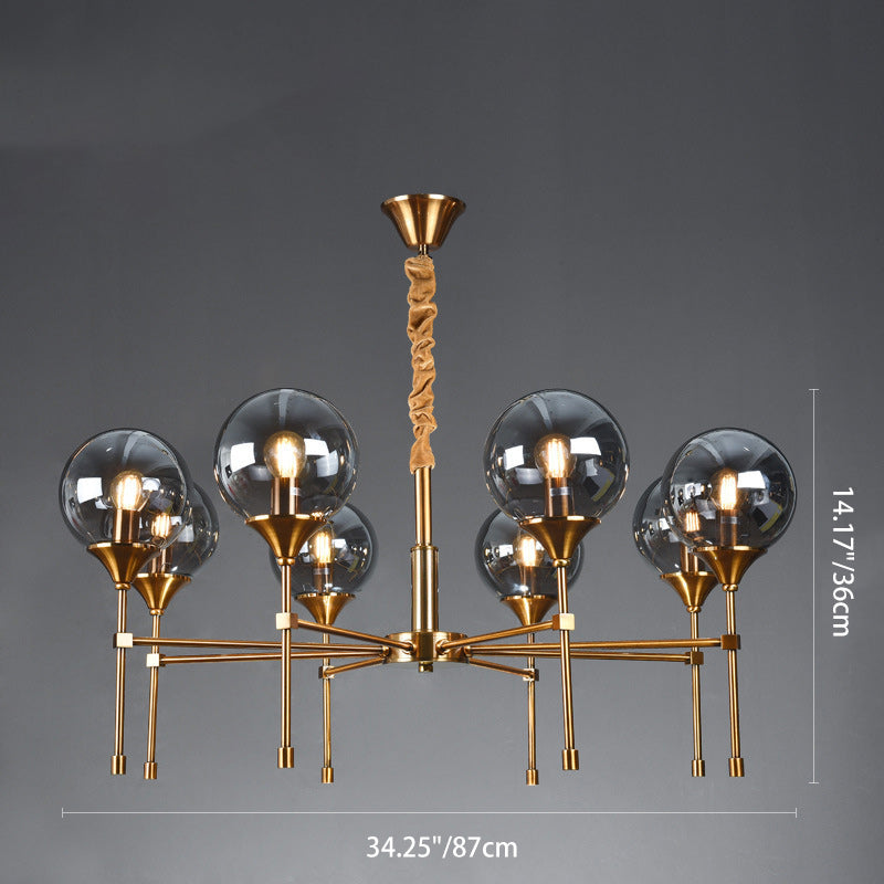Transitional Sphere Glass Iron Chandelier