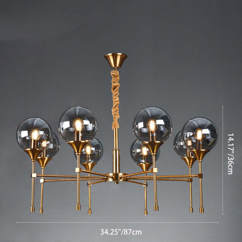 Transitional Sphere Glass Iron Chandelier