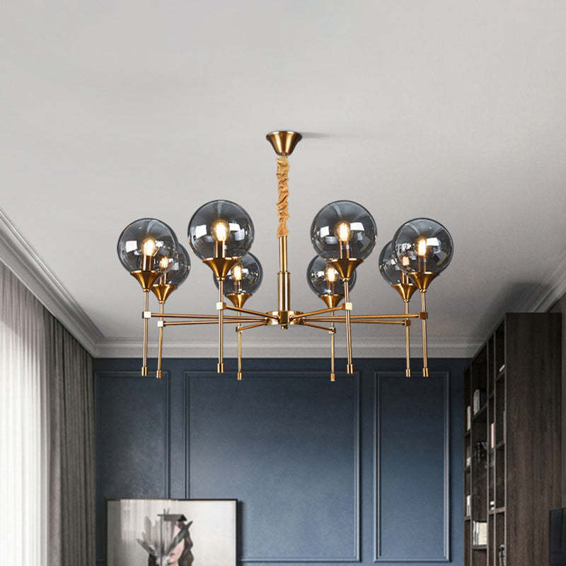 Transitional Sphere Glass Iron Chandelier