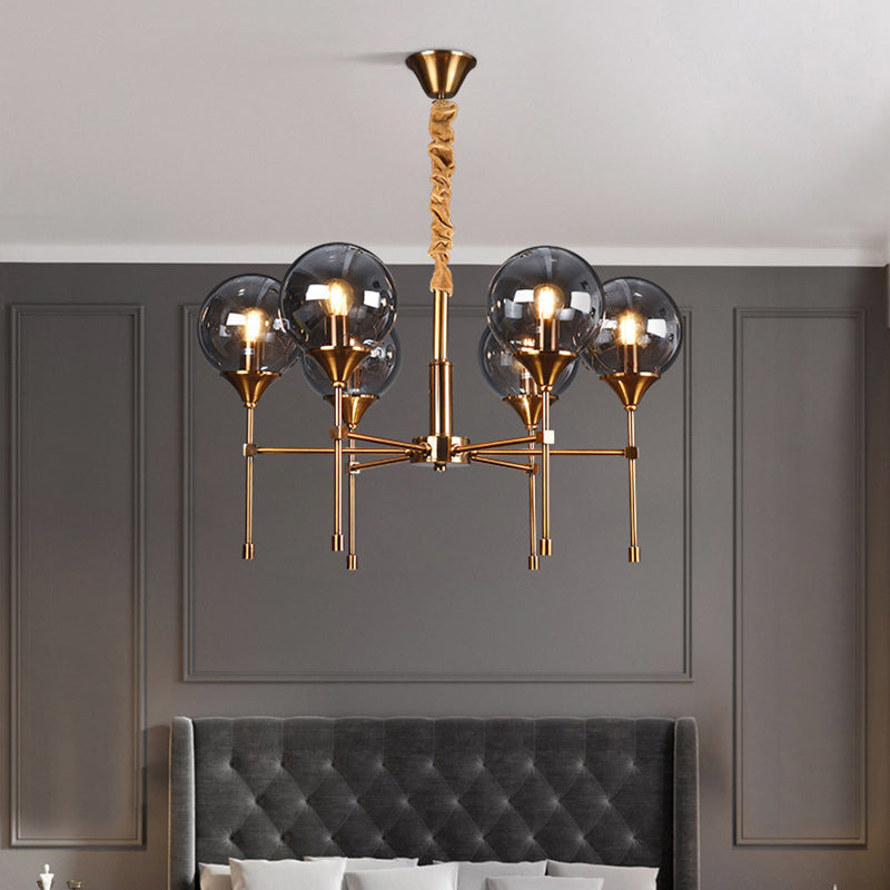Transitional Sphere Glass Iron Chandelier