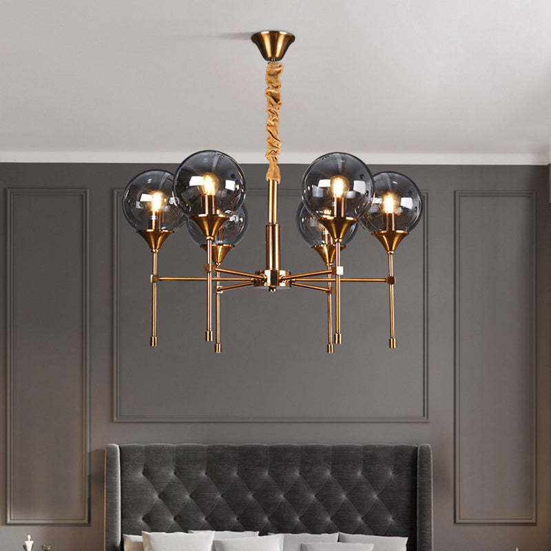 Transitional Sphere Glass Iron Chandelier