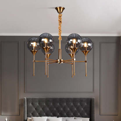 Transitional Sphere Glass Iron Chandelier