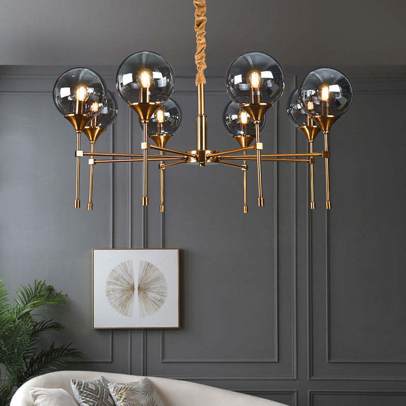 Transitional Sphere Glass Iron Chandelier — 6 Lights / 110V-120V For US/CA