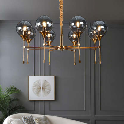 Transitional Sphere Glass Iron Chandelier — 6 Lights / 110V-120V For US/CA