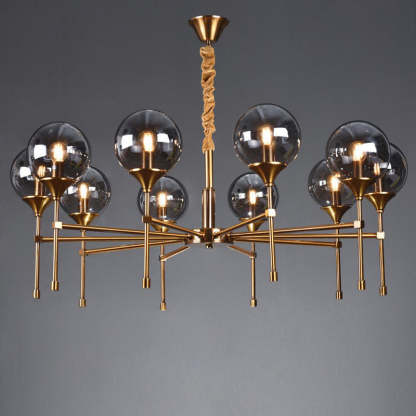 Transitional Sphere Glass Iron Chandelier