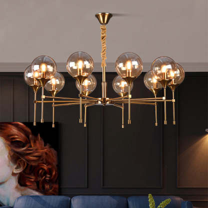 Transitional Sphere Glass Iron Chandelier — 6 Lights / 220V-240V For UK/AU