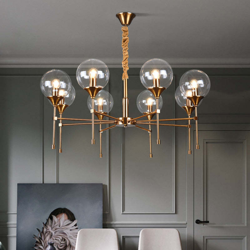 Transitional Sphere Glass Iron Chandelier — 8 Lights / 110V-120V For US/CA