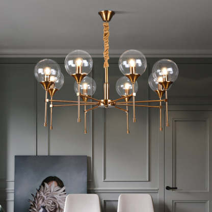 Transitional Sphere Glass Iron Chandelier — 8 Lights / 110V-120V For US/CA