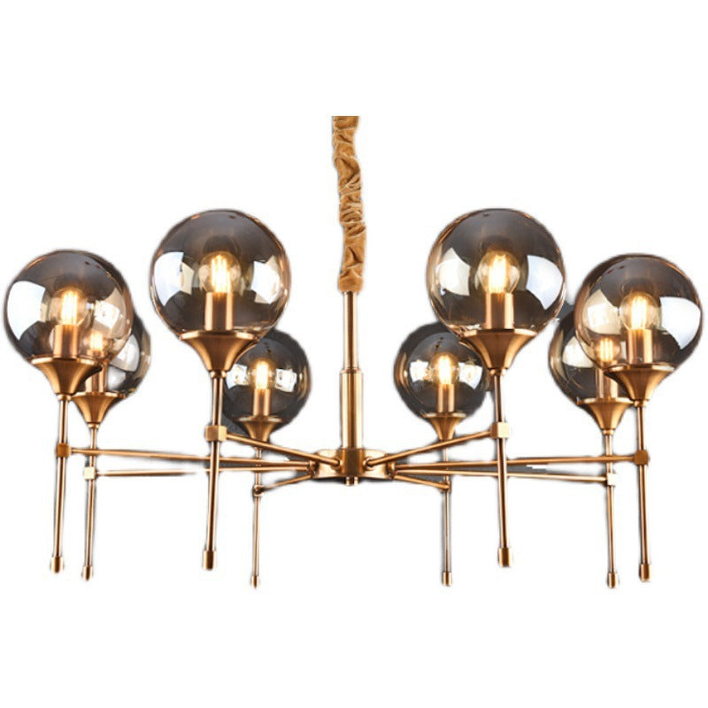 Transitional Sphere Glass Iron Chandelier