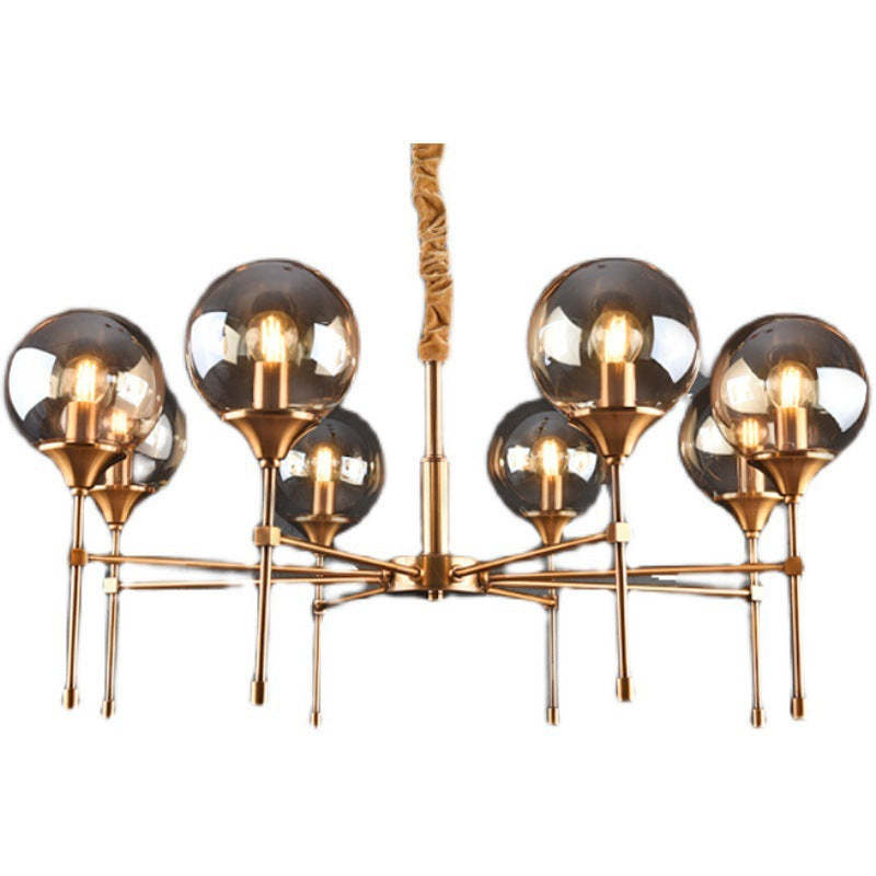 Transitional Sphere Glass Iron Chandelier