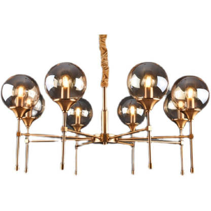 Transitional Sphere Glass Iron Chandelier