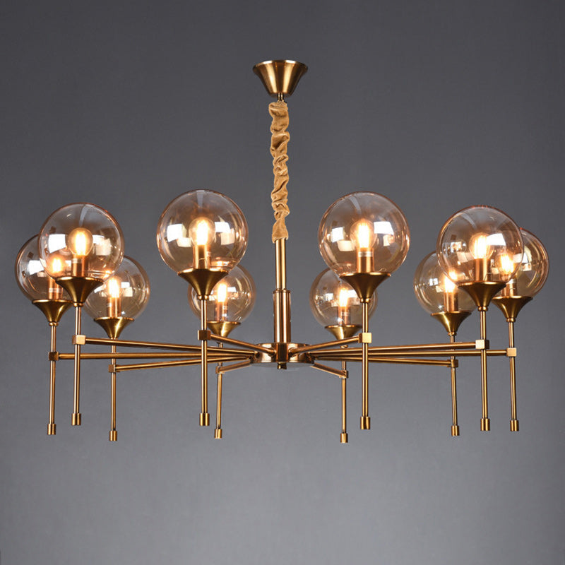 Transitional Sphere Glass Iron Chandelier