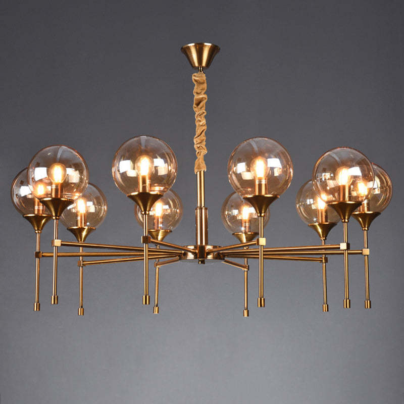 Transitional Sphere Glass Iron Chandelier