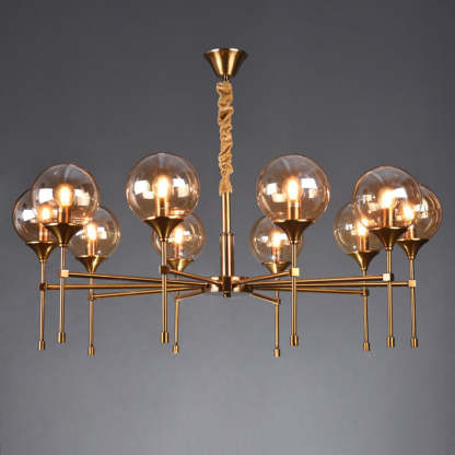 Transitional Sphere Glass Iron Chandelier