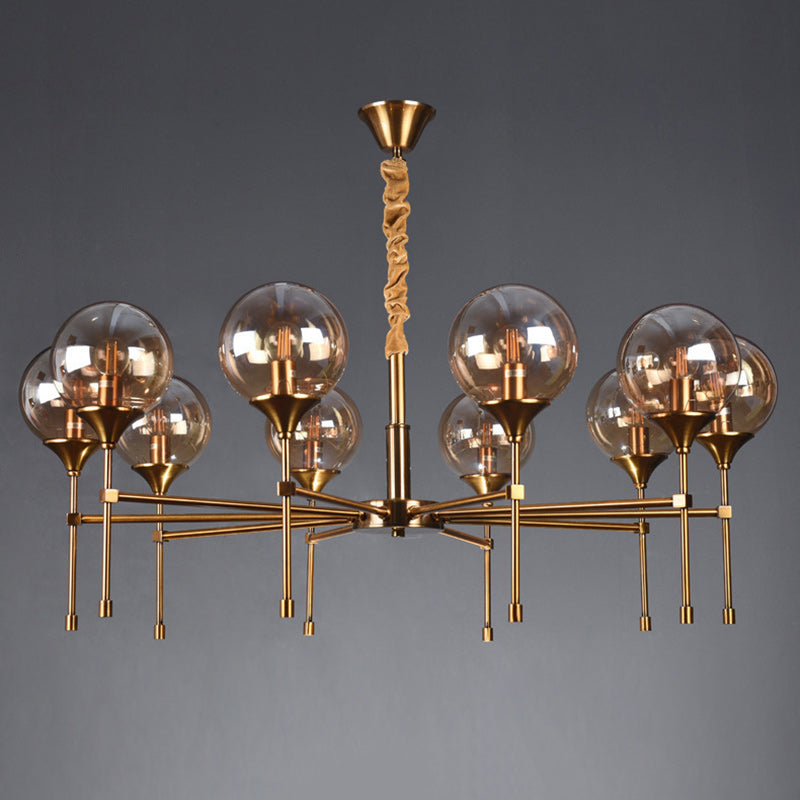 Transitional Sphere Glass Iron Chandelier