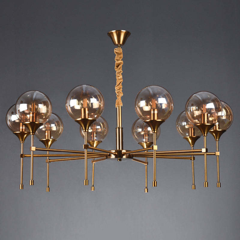 Transitional Sphere Glass Iron Chandelier