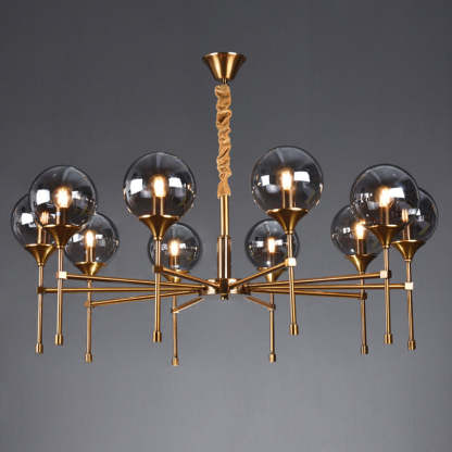 Transitional Sphere Glass Iron Chandelier
