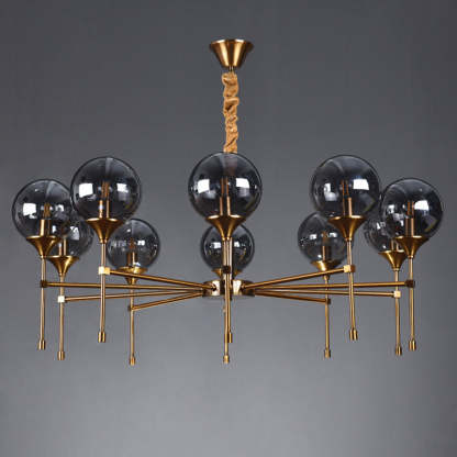 Transitional Sphere Glass Iron Chandelier