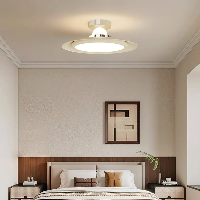 Transitional Cream Flying Saucer Ceiling Light