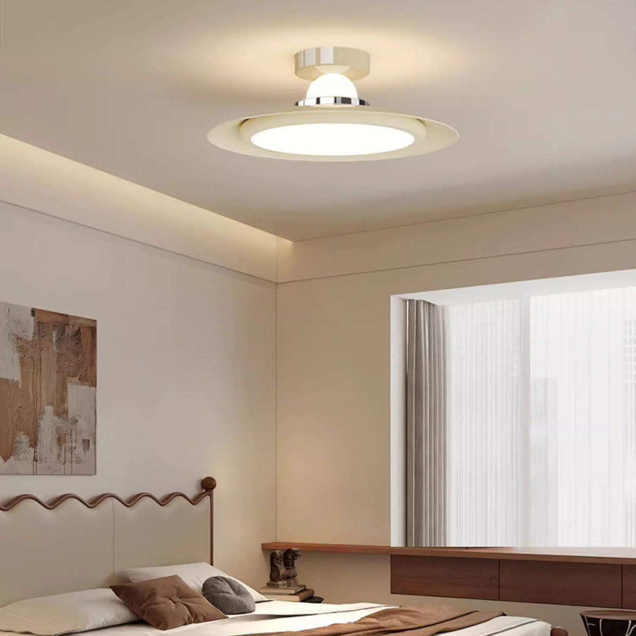 Transitional Cream Flying Saucer Ceiling Light
