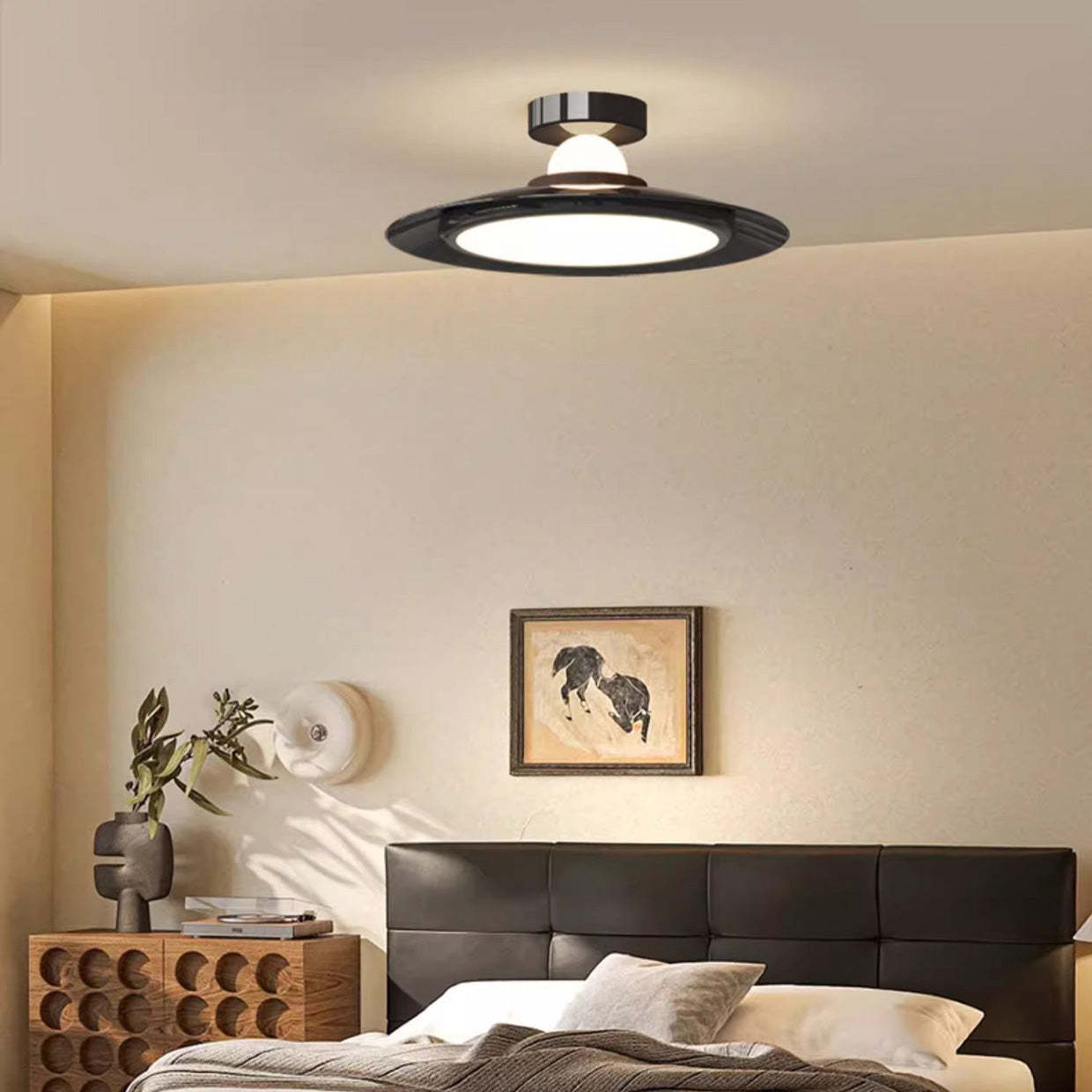 Transitional Cream Flying Saucer Ceiling Light