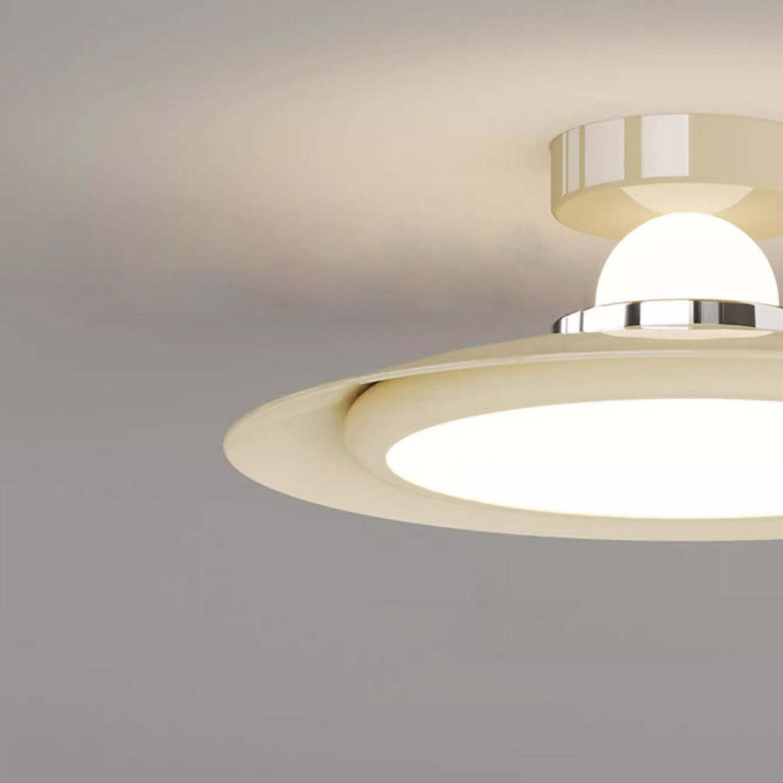 Transitional Cream Flying Saucer Ceiling Light