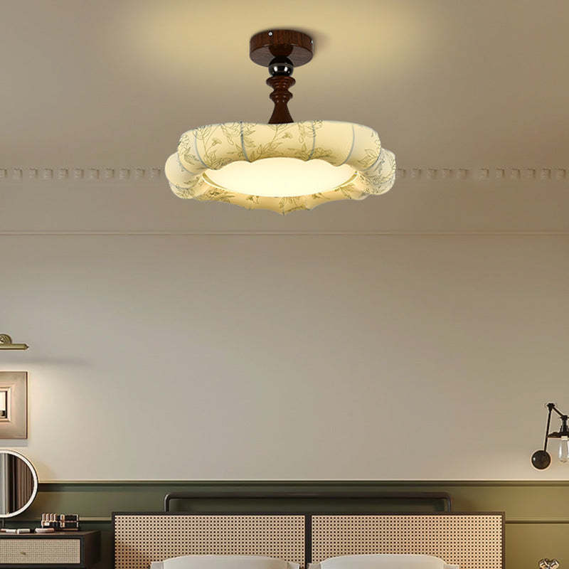 French Floral Fabric Iron Dimmable Ceiling Light — Infinitely Dimmable / 220V-240V For UK/AU