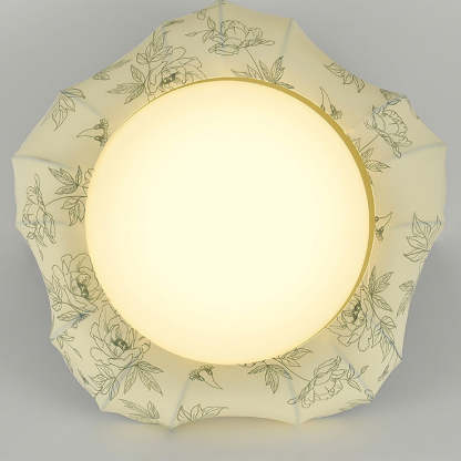 French Floral Fabric Iron Dimmable Ceiling Light