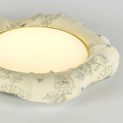 French Floral Fabric Iron Dimmable Ceiling Light