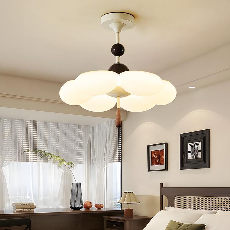 Mid-Century Cream Iron Flower Ceiling Light