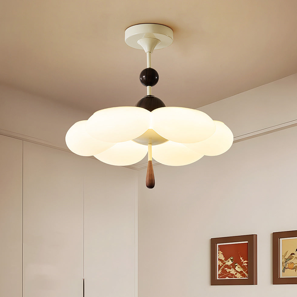 Mid-Century Cream Iron Flower Ceiling Light