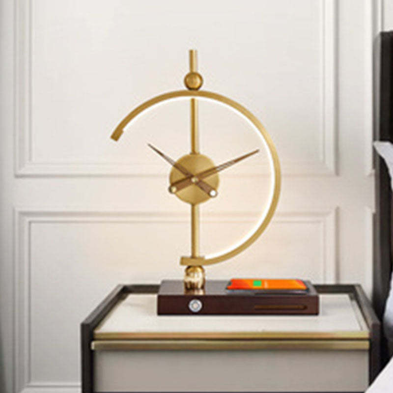 Contemporary Clock Aluminum Acrylic Table Lamp