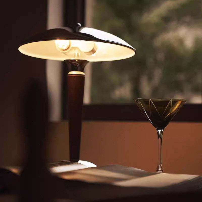 Japanese Mushroom Iron Solid Wood Table Lamp