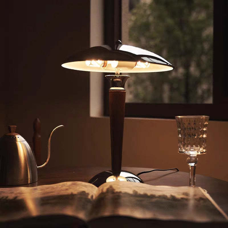 Japanese Mushroom Iron Solid Wood Table Lamp