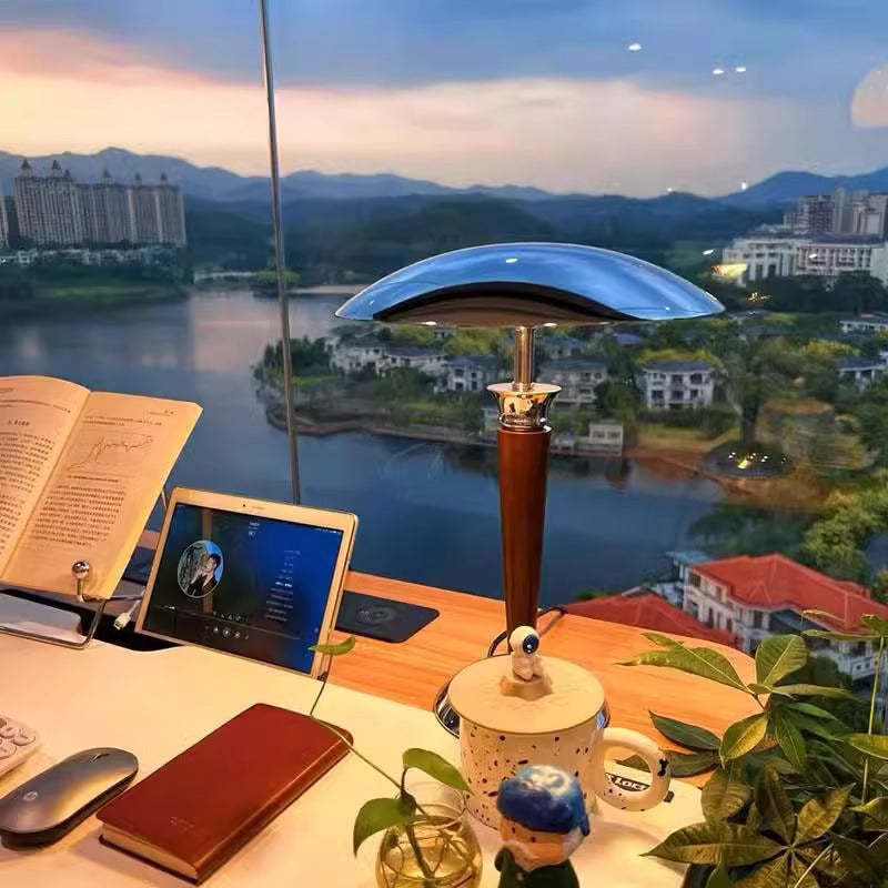 Japanese Mushroom Iron Solid Wood Table Lamp