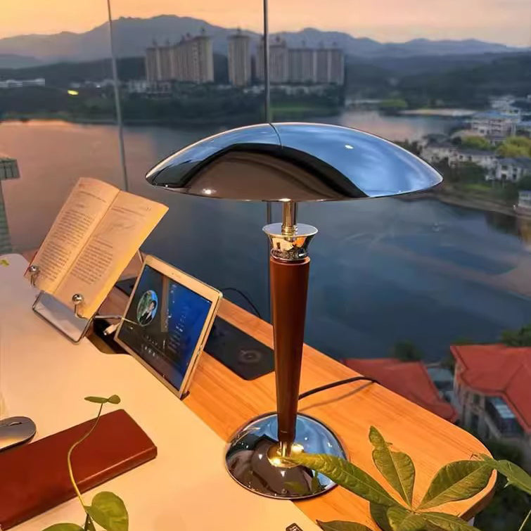 Japanese Mushroom Iron Solid Wood Table Lamp — 110V-120V For US/CA