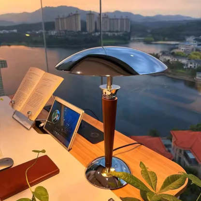 Japanese Mushroom Iron Solid Wood Table Lamp — 110V-120V For US/CA