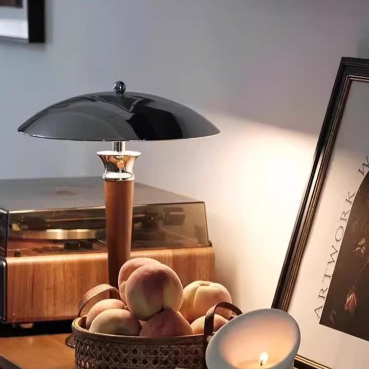 Japanese Mushroom Iron Solid Wood Table Lamp
