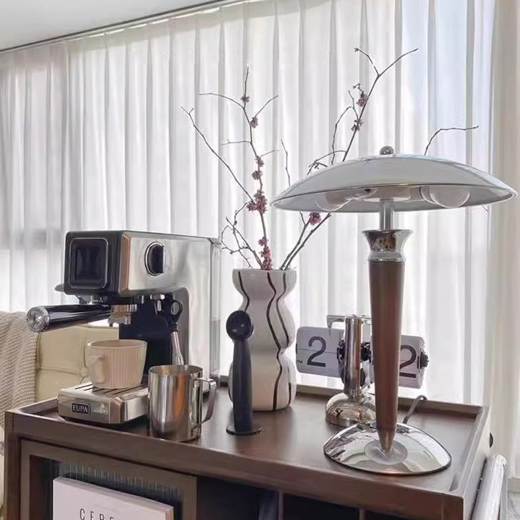 Japanese Mushroom Iron Solid Wood Table Lamp