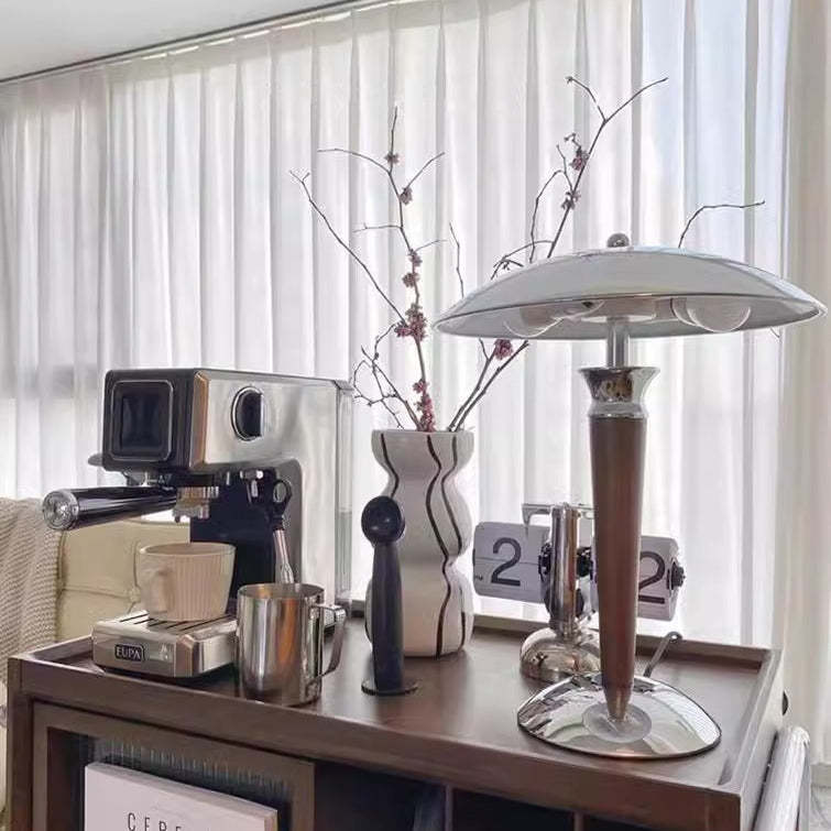 Japanese Mushroom Iron Solid Wood Table Lamp