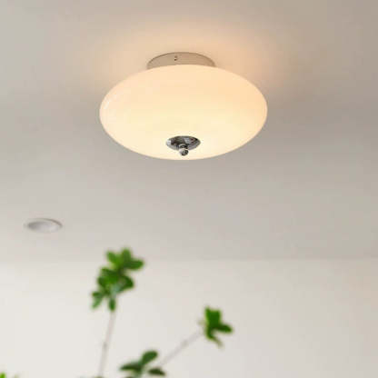 Mid-Century Bauhaus Iron Glass Round Ceiling Light — Black / Warm Light(3000K) / 220V-240V For UK/AU
