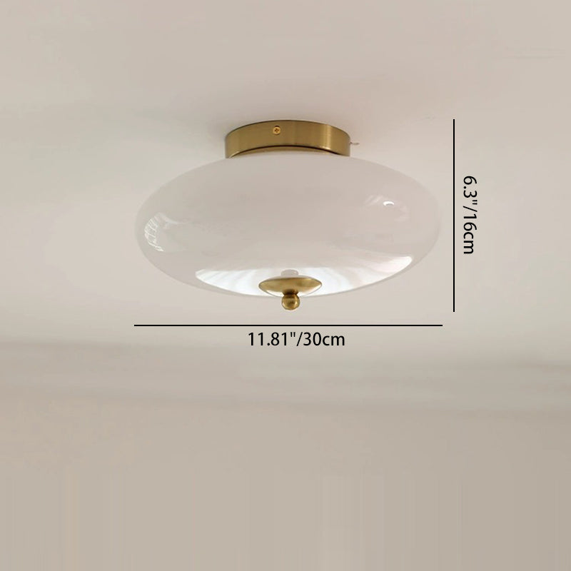 Mid-Century Bauhaus Iron Glass Round Ceiling Light — Silver / Warm Light(3000K) / 220V-240V For UK/AU
