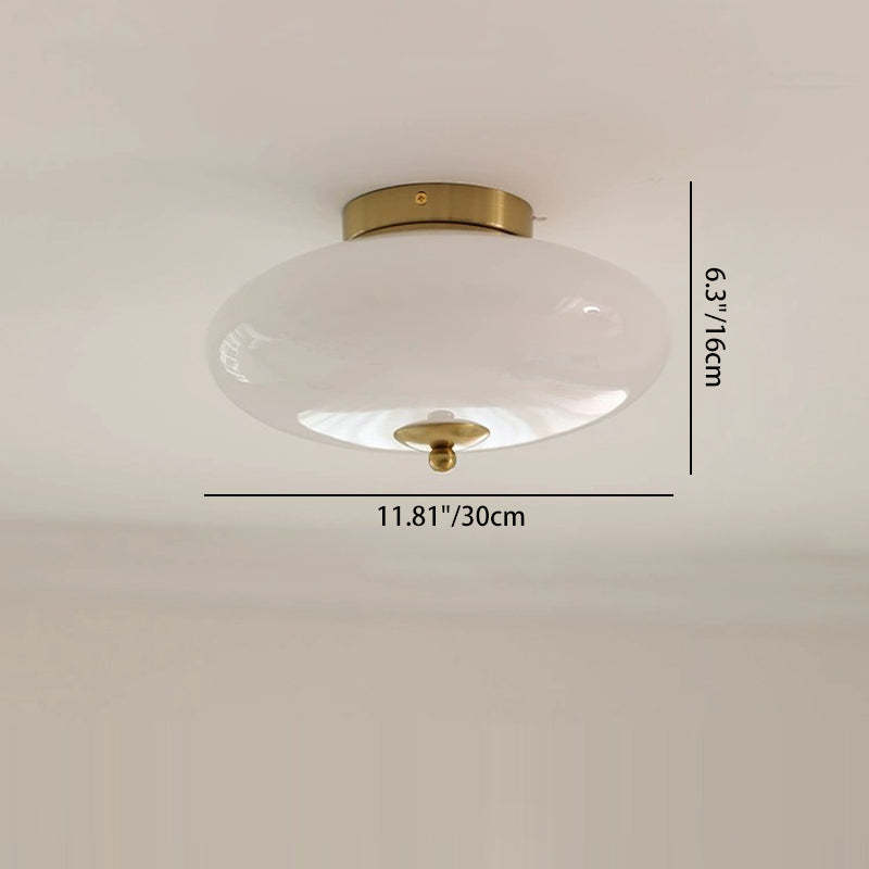 Mid-Century Bauhaus Iron Glass Round Ceiling Light — Silver / Warm Light(3000K) / 220V-240V For UK/AU