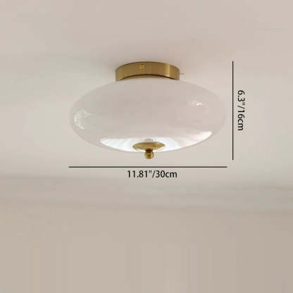 Mid-Century Bauhaus Iron Glass Round Ceiling Light — Silver / Warm Light(3000K) / 220V-240V For UK/AU