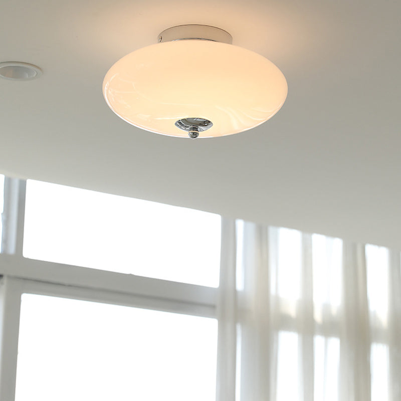 Mid-Century Bauhaus Iron Glass Round Ceiling Light — Gold / Warm Light(3000K) / 220V-240V For UK/AU