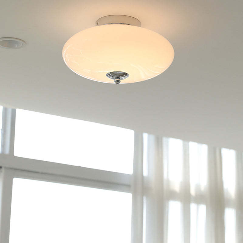 Mid-Century Bauhaus Iron Glass Round Ceiling Light — Gold / Warm Light(3000K) / 220V-240V For UK/AU