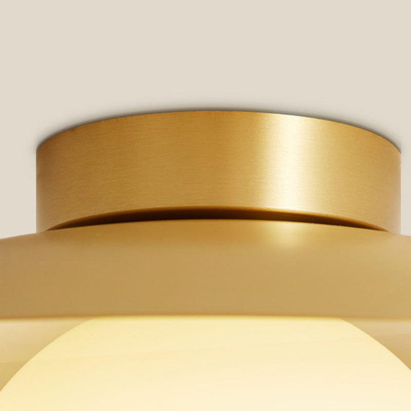 Scandinavian Spherical Glass Brass Semi-Flush Ceiling Light
