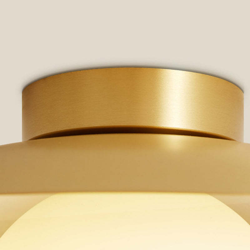 Scandinavian Spherical Glass Brass Semi-Flush Ceiling Light