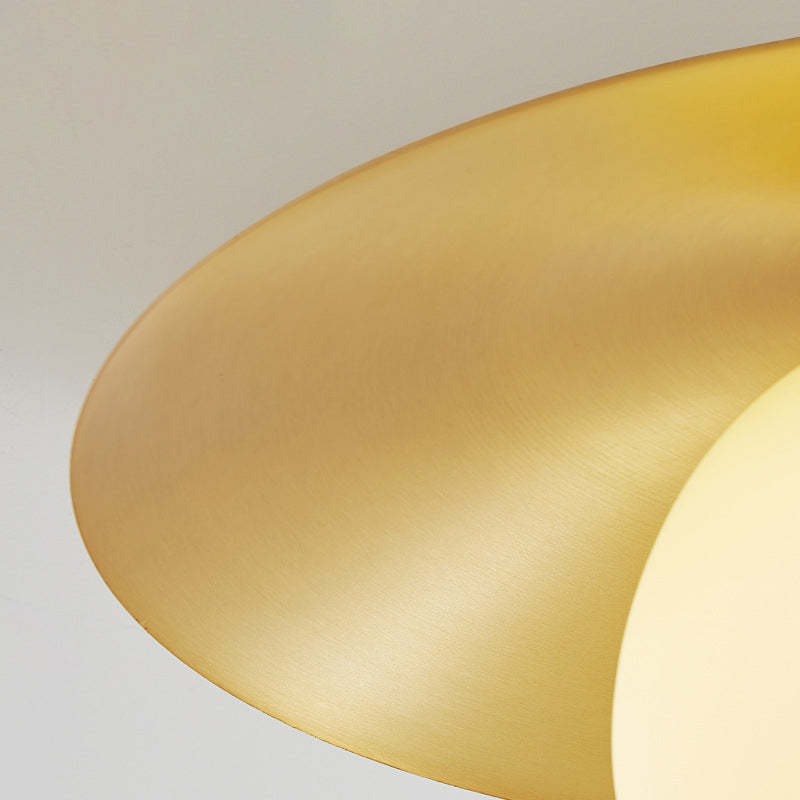 Scandinavian Spherical Glass Brass Semi-Flush Ceiling Light